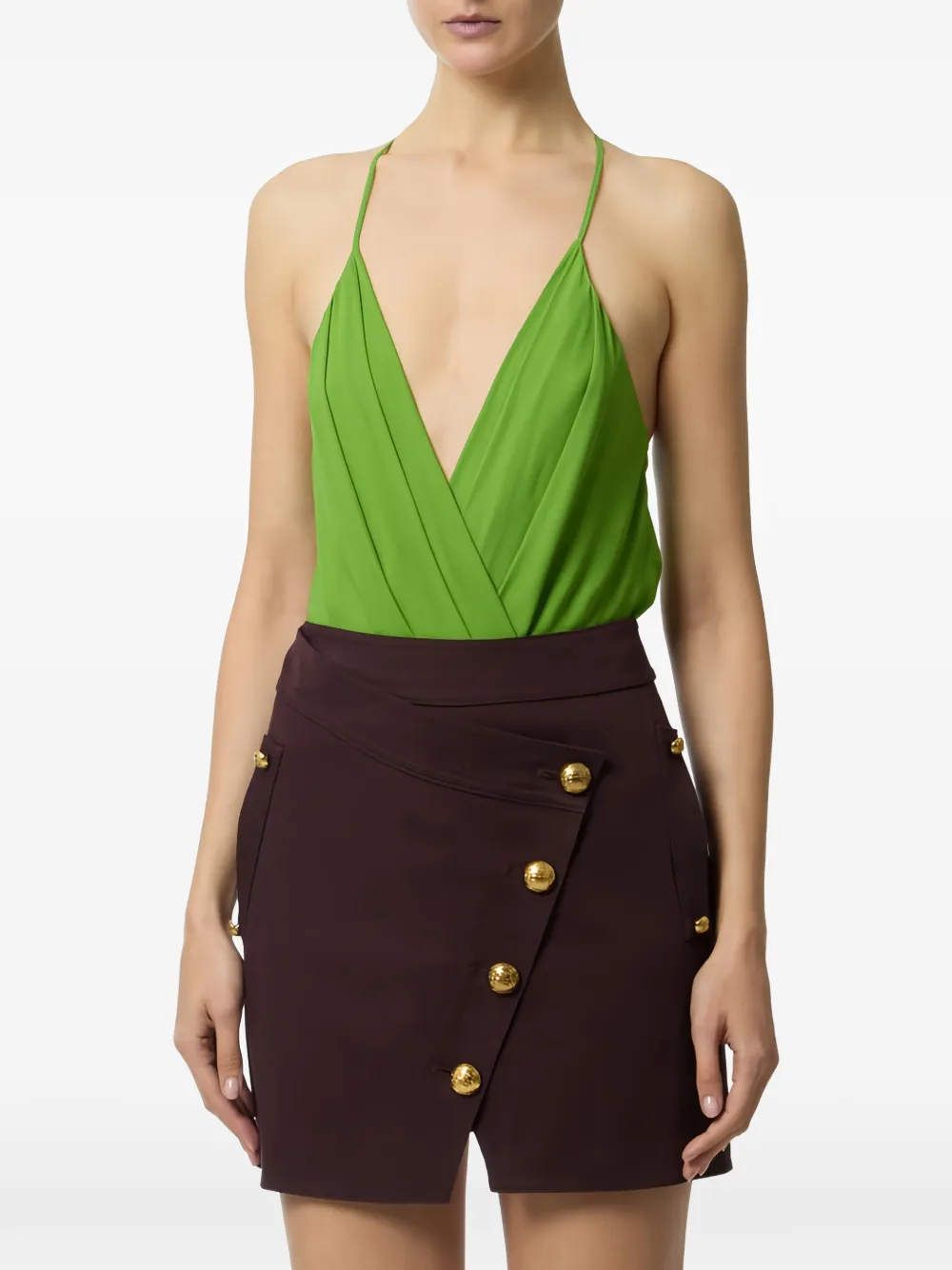Elisabetta Franchi Body met V-hals Groen