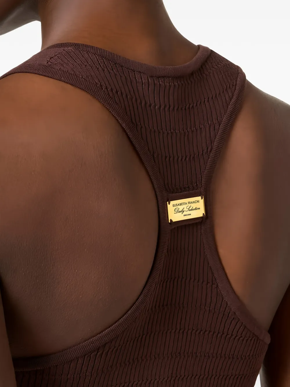 Elisabetta Franchi Gebreide top met knopen Bruin
