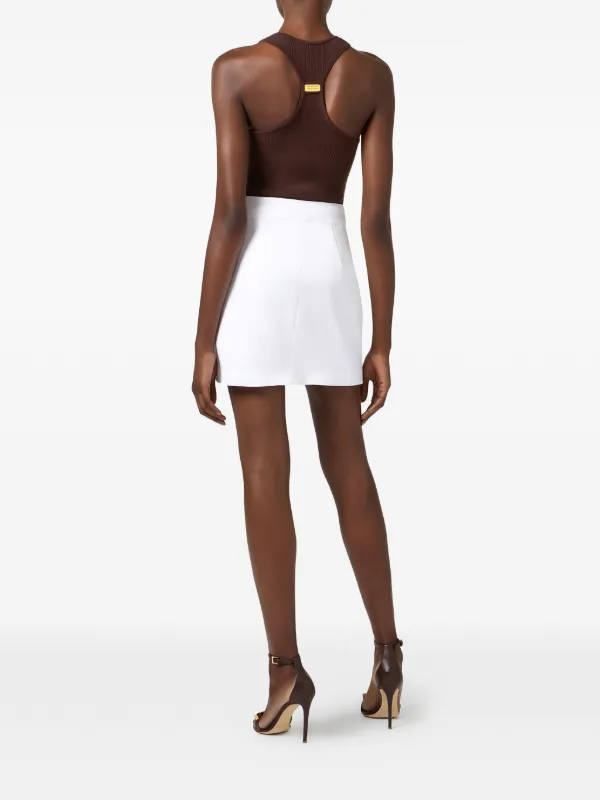 Elisabetta Franchi micro-braided Knit Top | Brown | FARFETCH