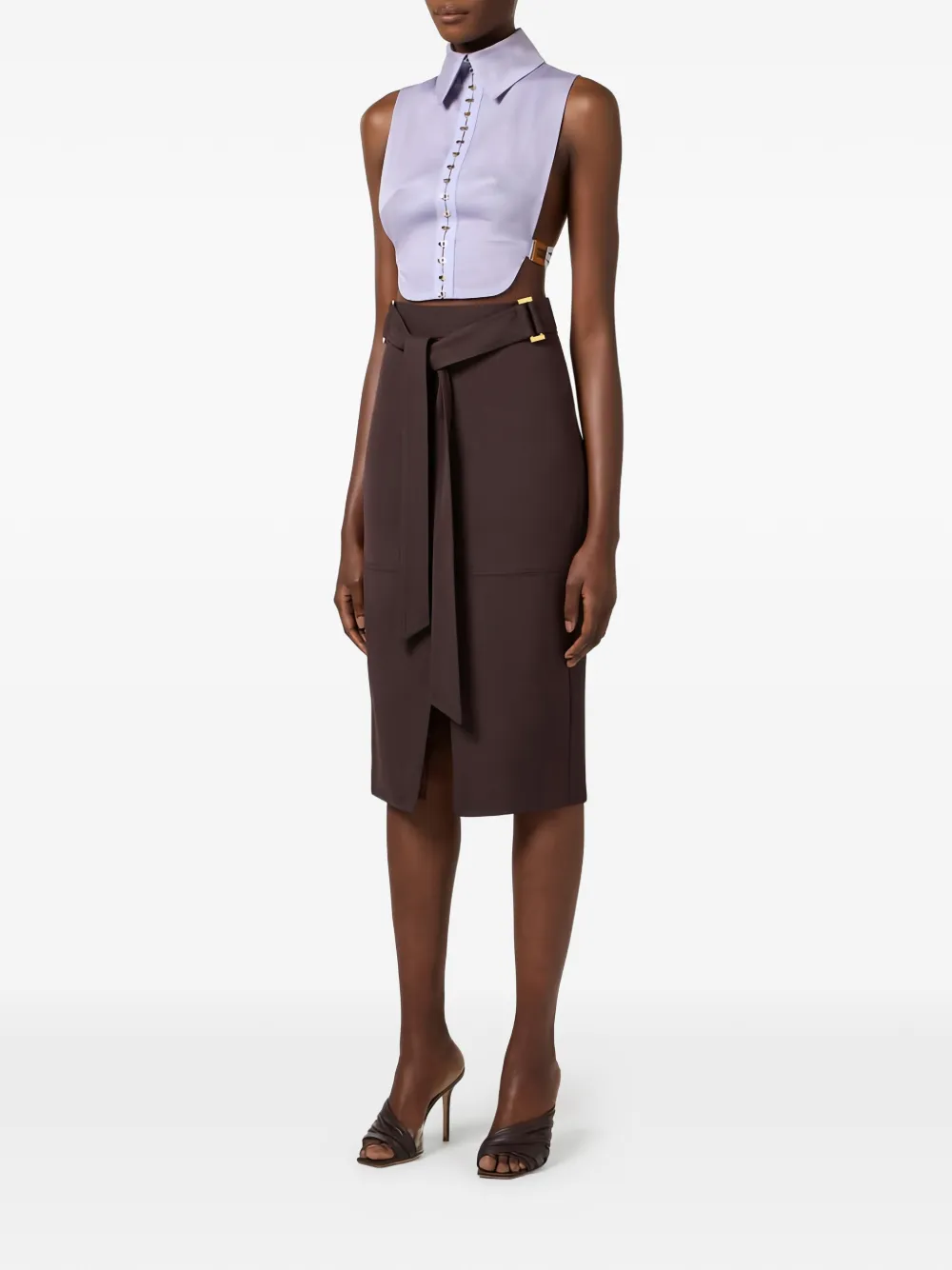 Elisabetta Franchi shirt-collar cotton bib - Paars
