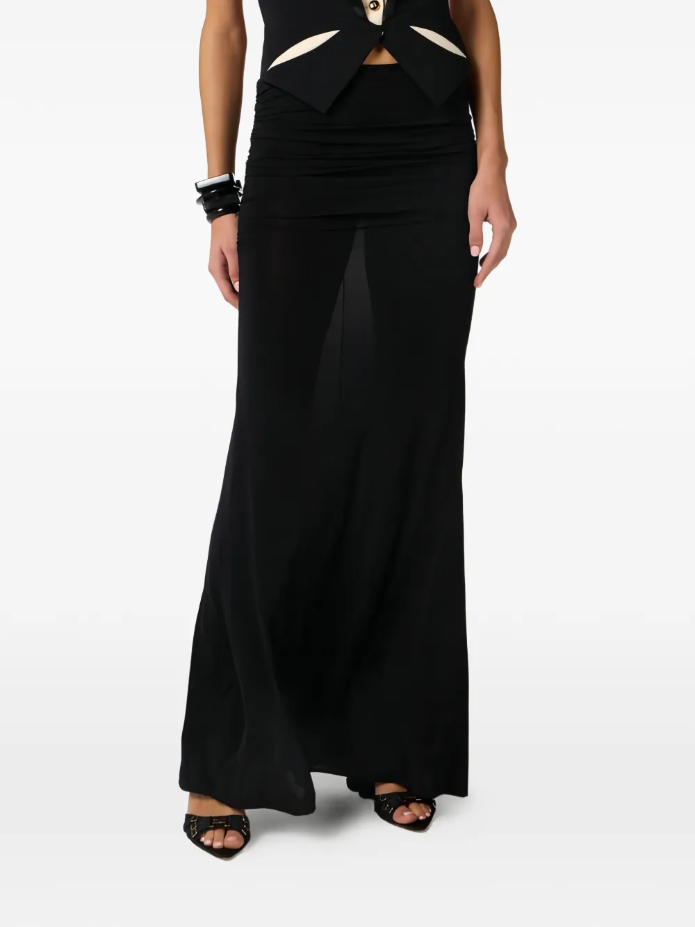 Elisabetta Franchi Gedrapeerde jersey maxi-rok Zwart