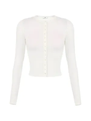 Chloé Cardigan Canelado Com Abotoamento | Branco | FARFETCH BR