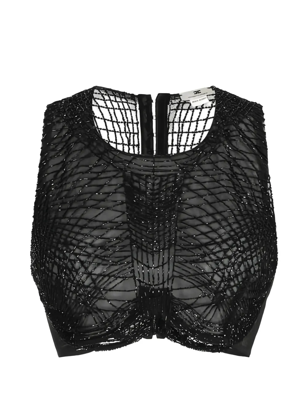Elisabetta Franchi embroidered-crystals top - Schwarz