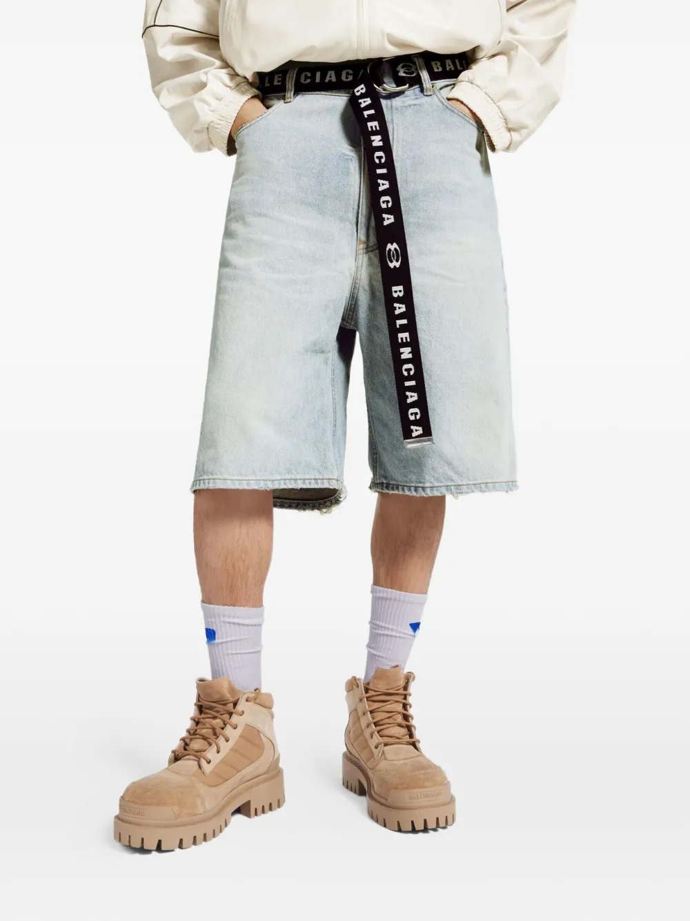 Balenciaga Shorts met ceintuur Blauw