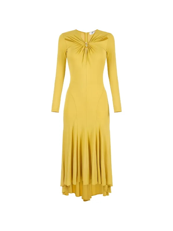 white christmas dresses Yellow Plaid Halter Cut-Out Midi Dress Large main image 0