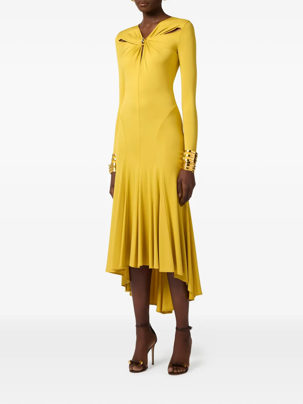 Elisabetta Franchi cut-out midi dress - Geel