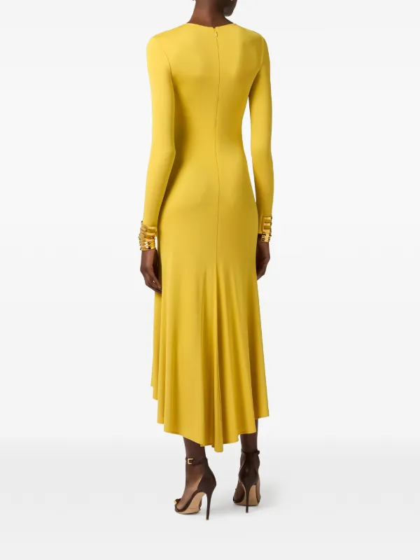 white christmas dresses Yellow Leaf Print Tie Back Cutout Midi Dress – PinkBlush main image 0
