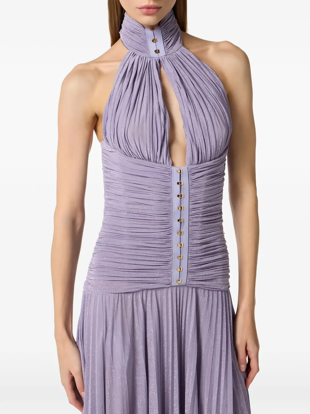 Halterneck Pleated Maxi Dress