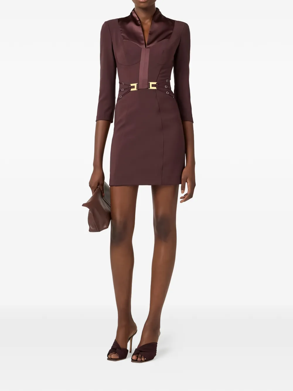 Elisabetta Franchi V-neck mini dress - Bruin