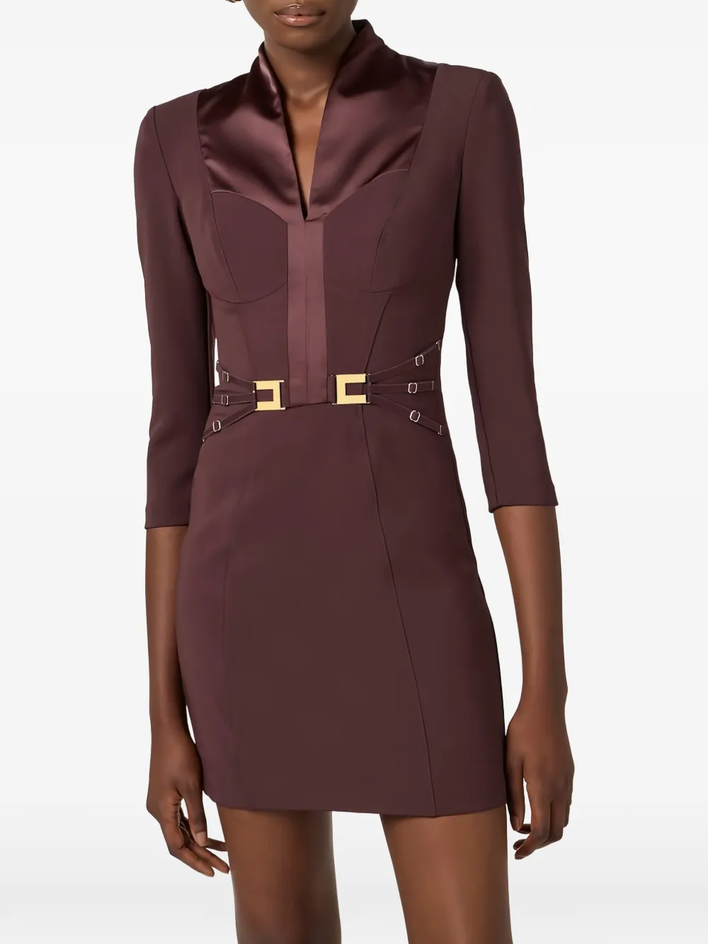 Elisabetta Franchi Mini-jurk met gesp-detail Bruin