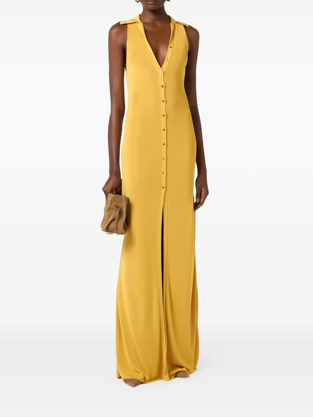 Elisabetta Franchi shirt-collar maxi dress - Geel