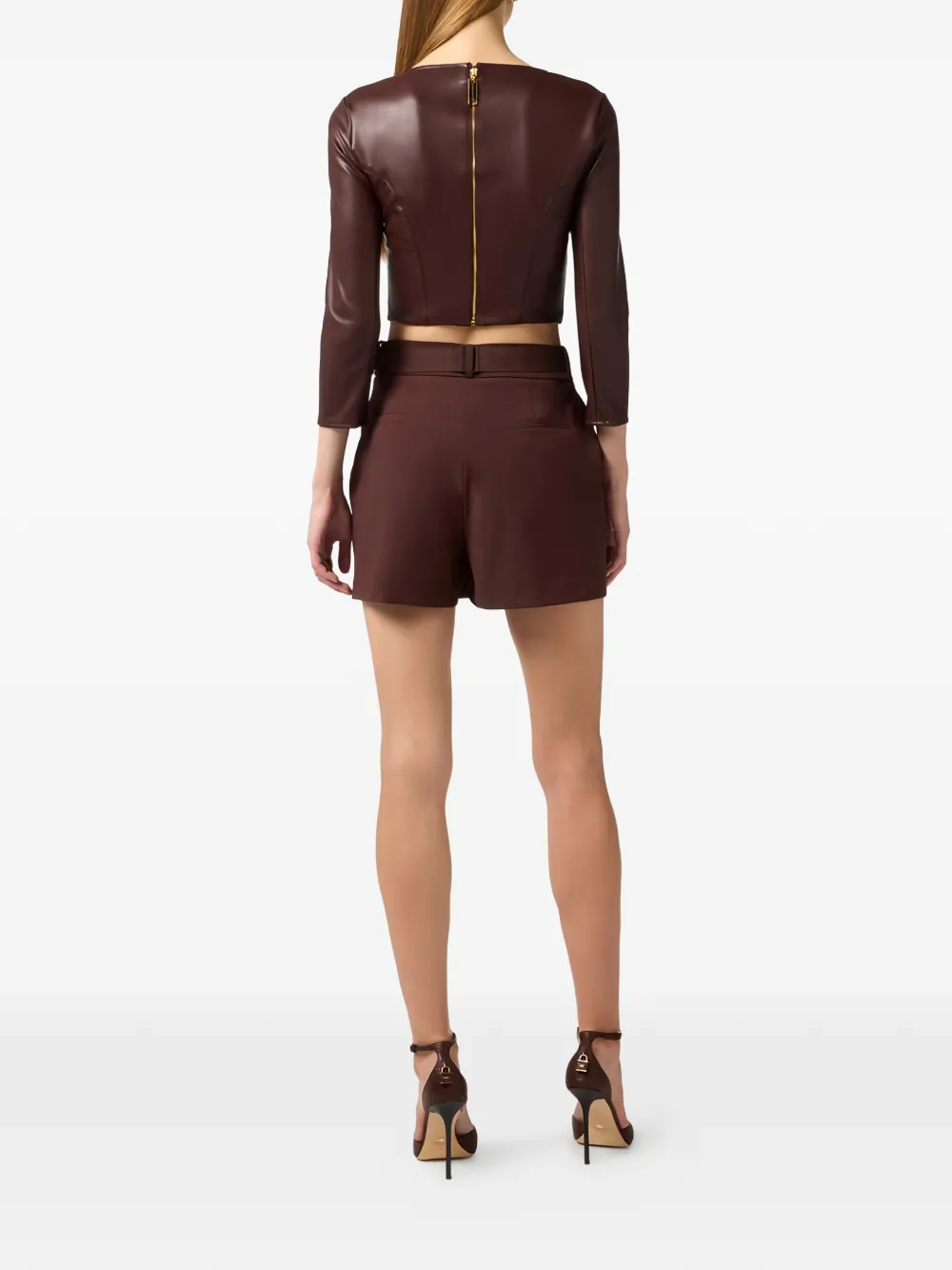 Elisabetta Franchi Shorts met ceintuur Bruin