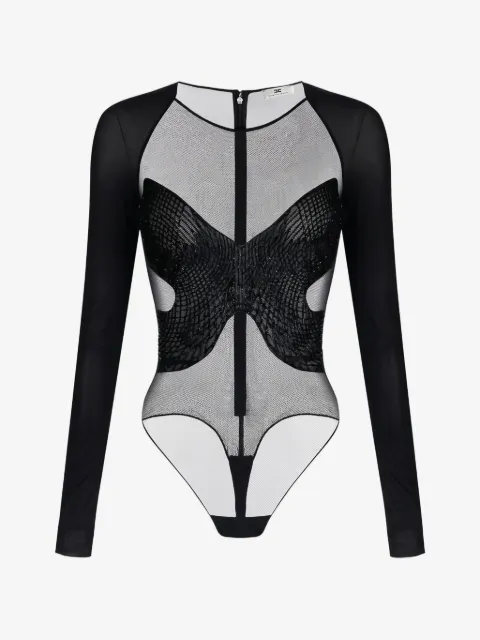 Elisabetta Franchi body con cristales bordados