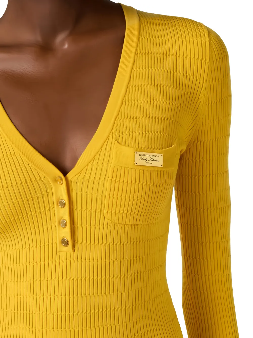 Elisabetta Franchi Midi-jurk met V-hals Geel