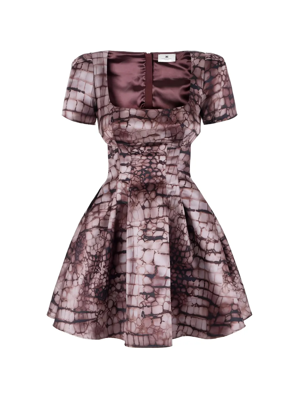 Elisabetta Franchi U-neck alligator-patterned mini dress - Marrone