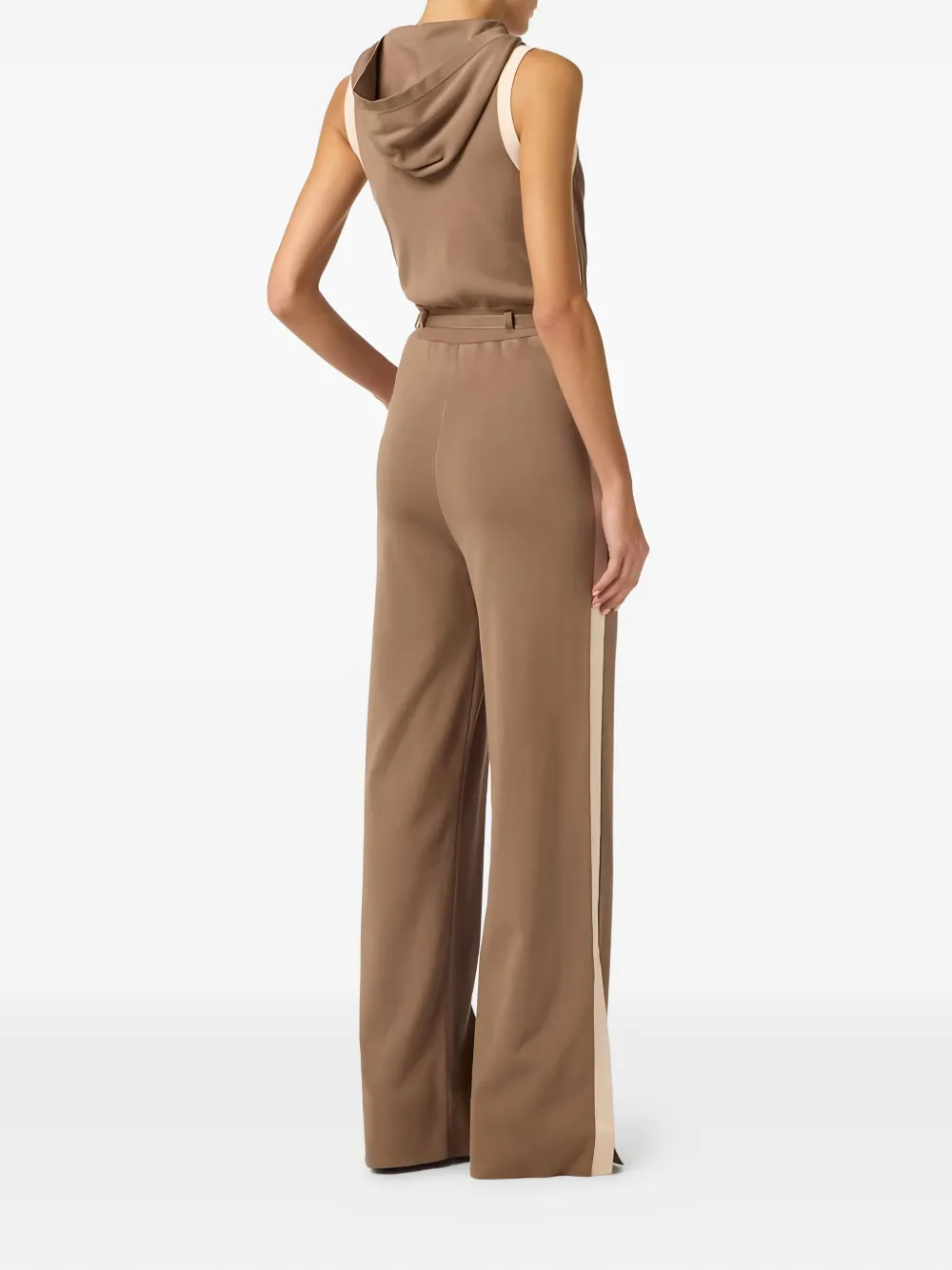 Elisabetta Franchi Jumpsuit met capuchon en ceintuur Bruin