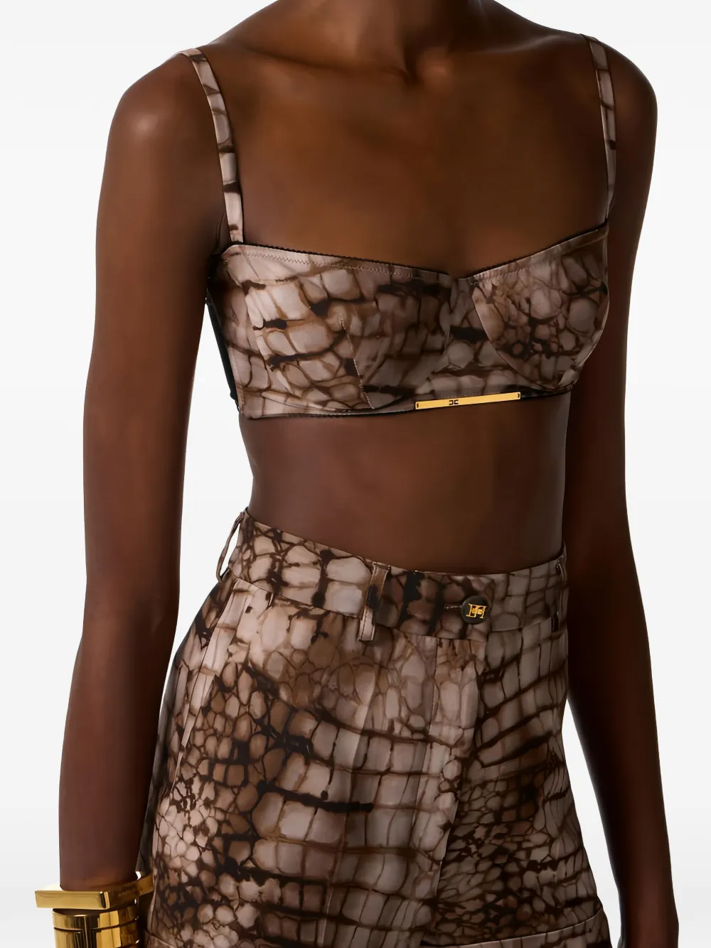  Elisabetta Franchi Alligator-patterned Bra - Brown 
