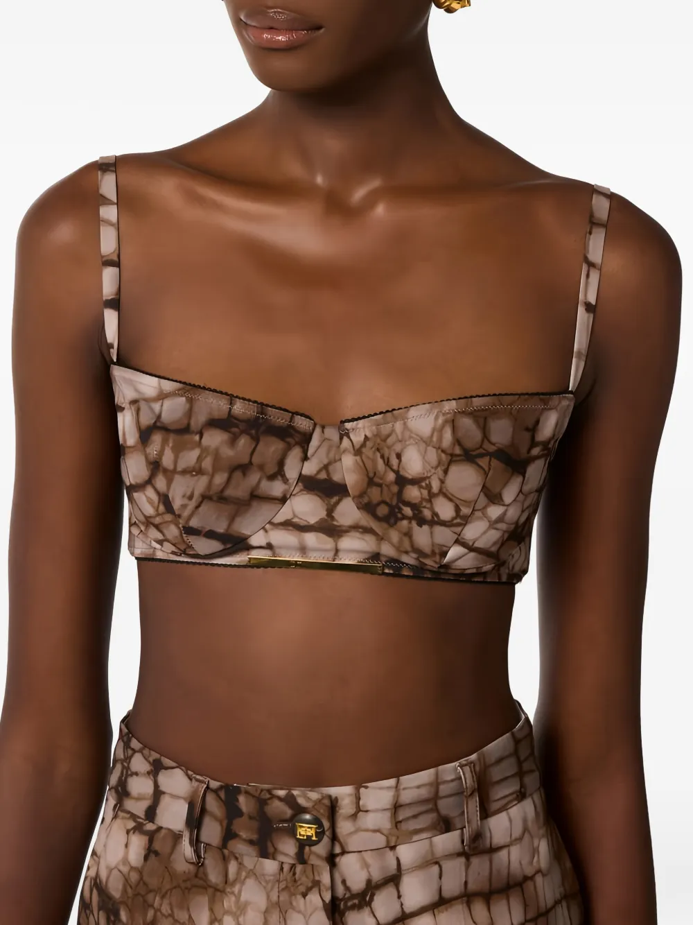  Elisabetta Franchi Alligator-patterned Bra - Brown 