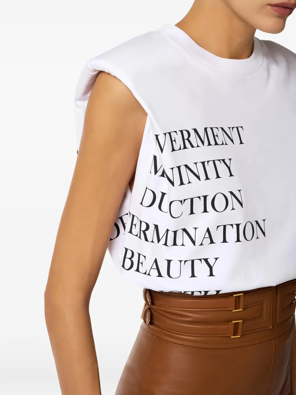 Elisabetta Franchi T-shirt met gestructureerde schouders Wit