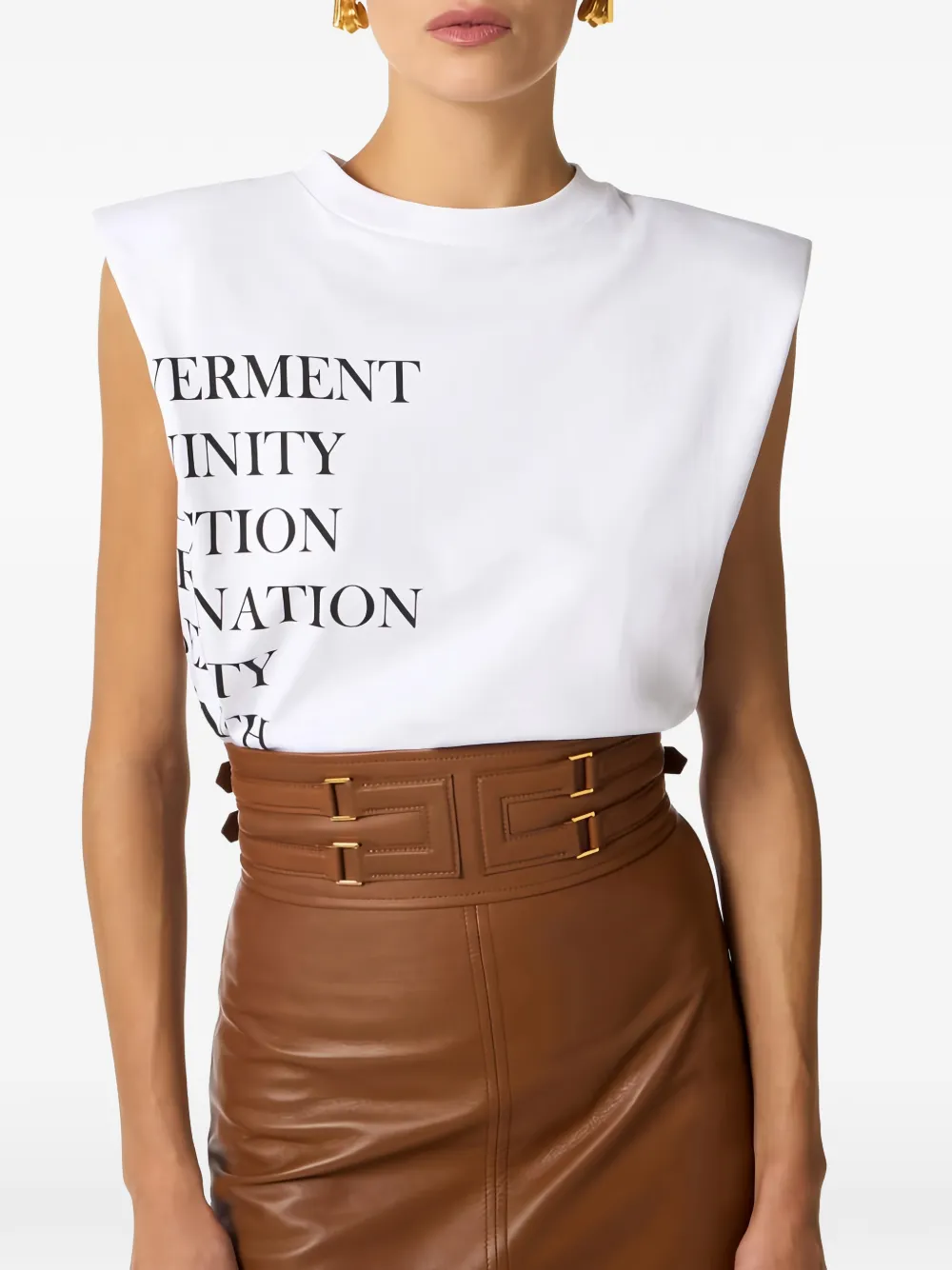 Elisabetta Franchi T-shirt met gestructureerde schouders Wit
