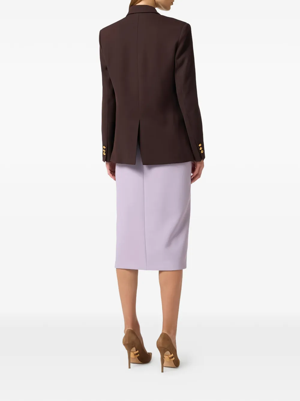 Elisabetta Franchi Gabardine jack met dubbele rij knopen Bruin