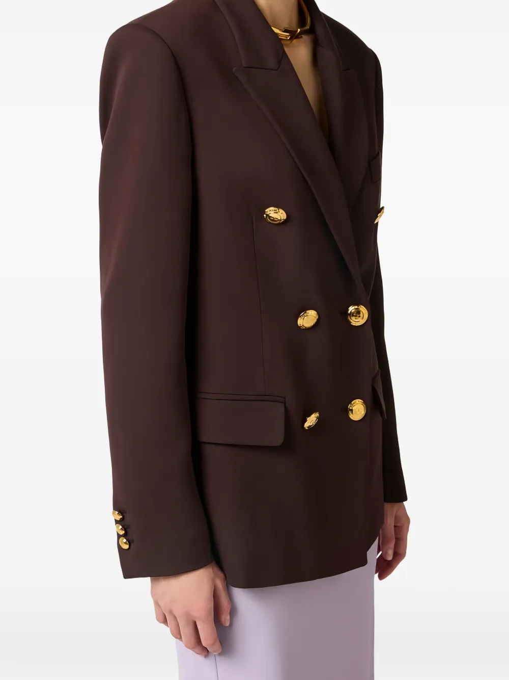 Elisabetta Franchi Gabardine jack met dubbele rij knopen Bruin