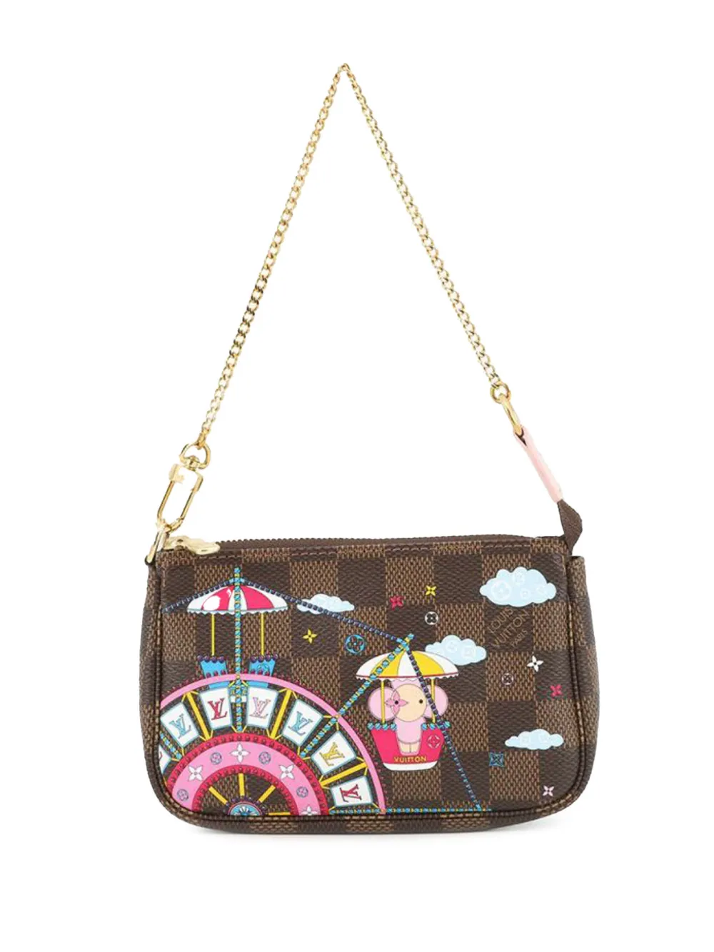 Louis Vuitton Pre-Owned 2020 Damier Ebene Vivienne Holiday Mini Pochette Accessoires handbag - Braun