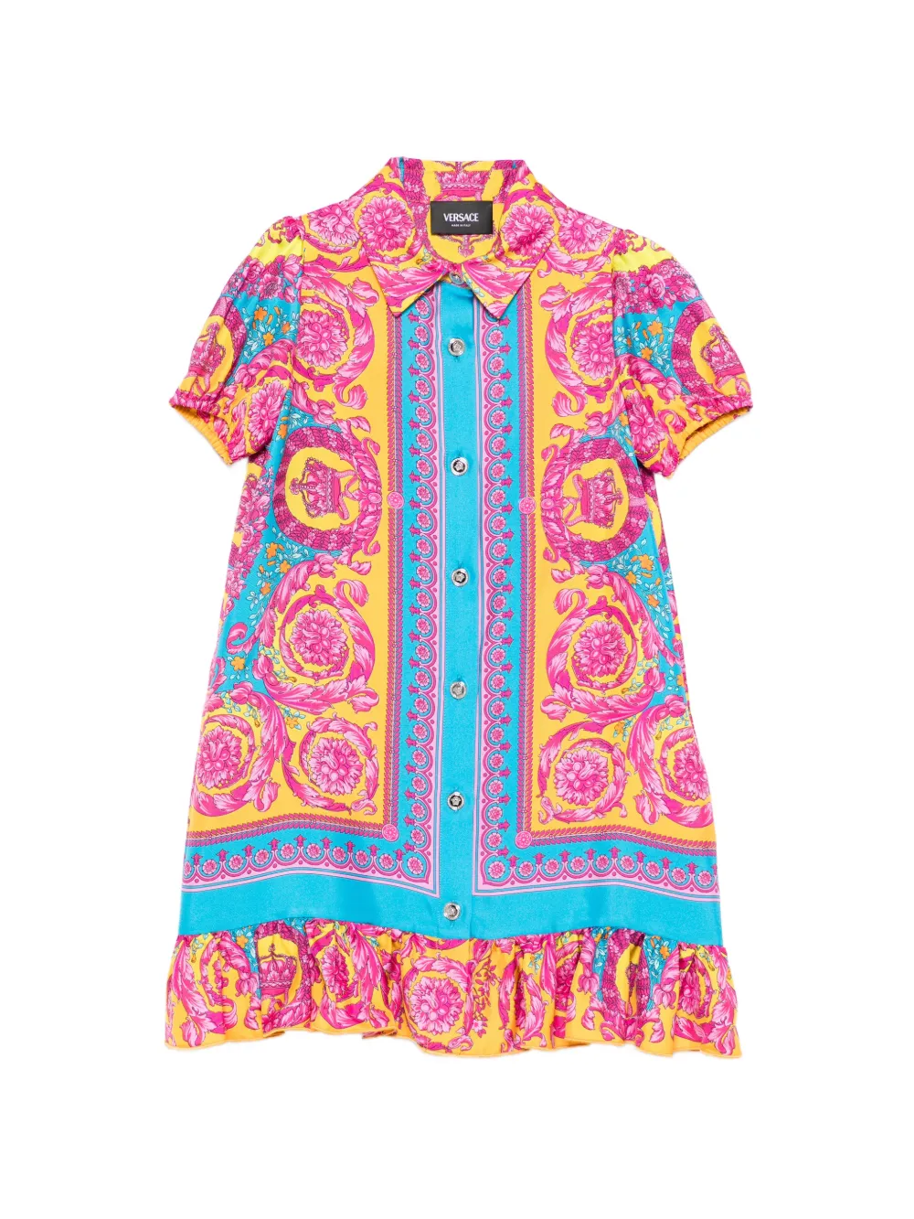Versace Kids ruffled printed dress - Giallo