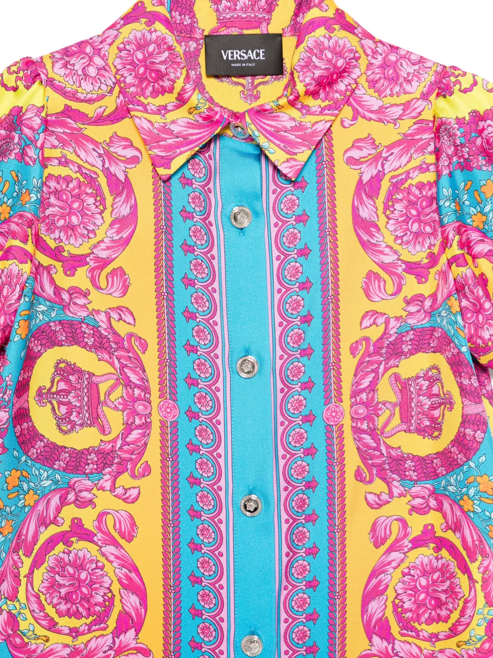 Versace Kids Jurk met print en ruches Geel