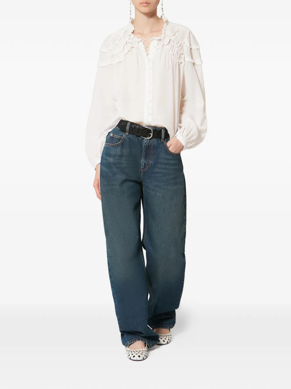 ISABEL MARANT ruffled long-sleeve shirt - Wit