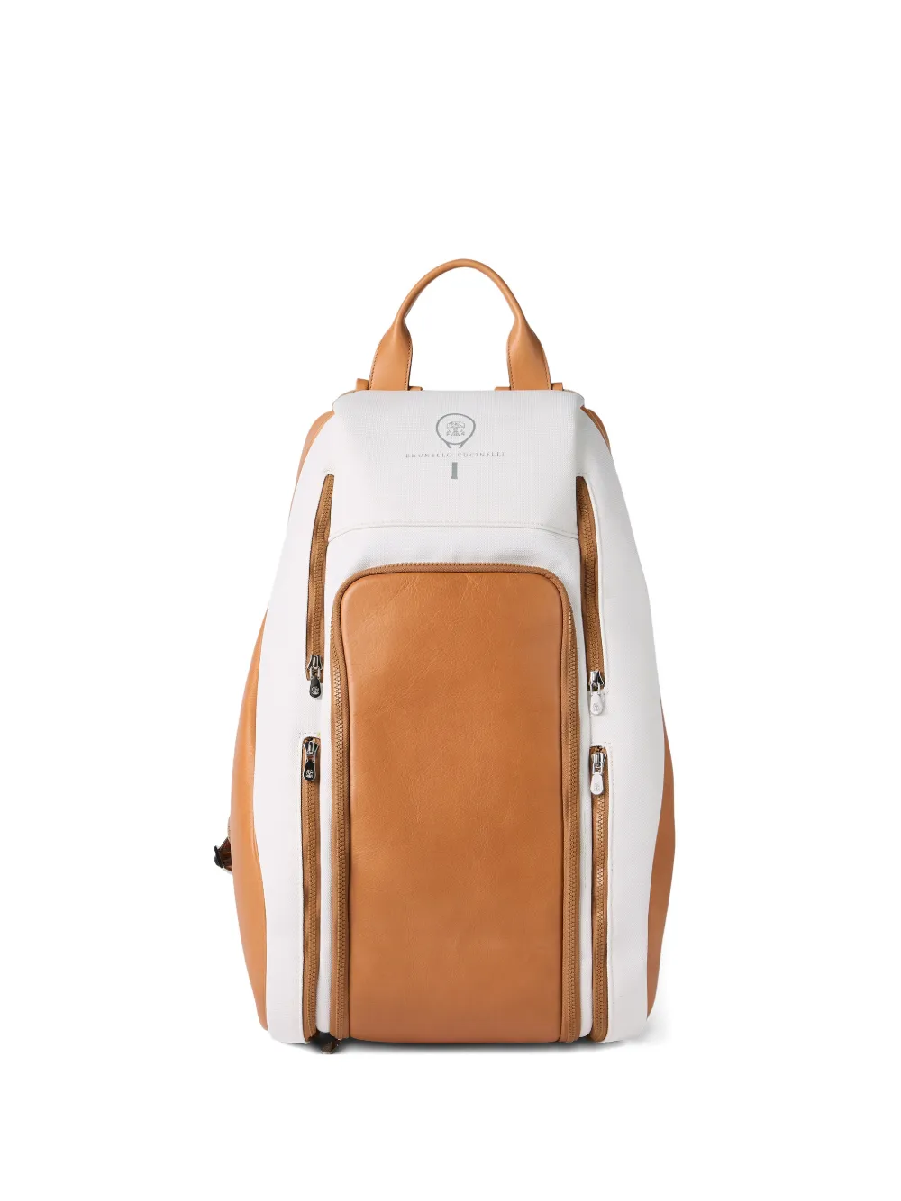 Brunello Cucinelli zip leather backpack - Bianco