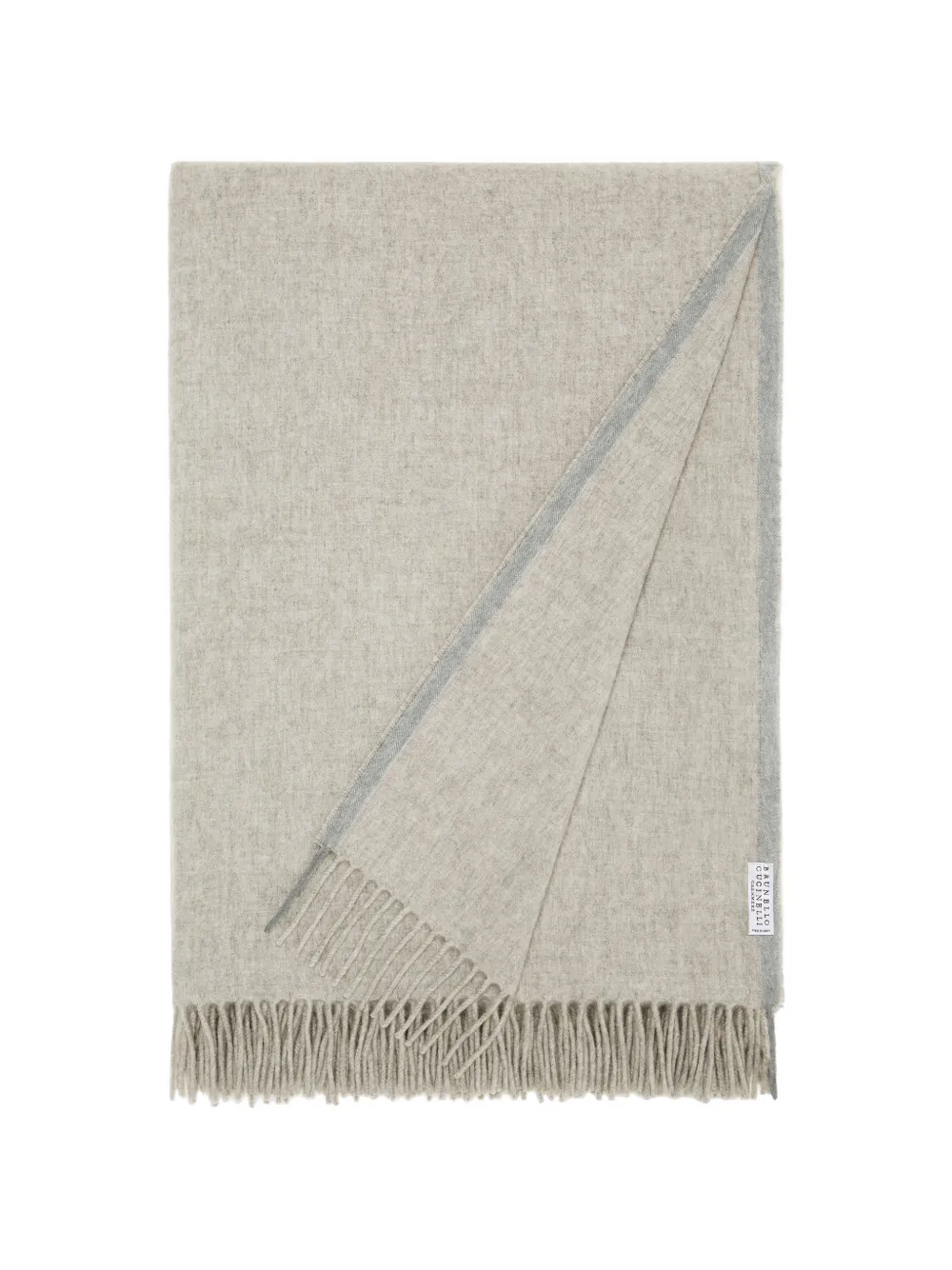 Brunello Cucinelli selvedge fringe cashmere soft furnishing - Toni neutri
