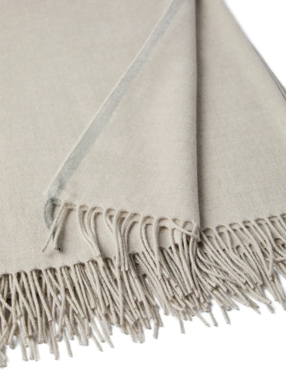 Brunello Cucinelli Selvedge Fringe Cashmere Soft Furnishing - Neutrals 