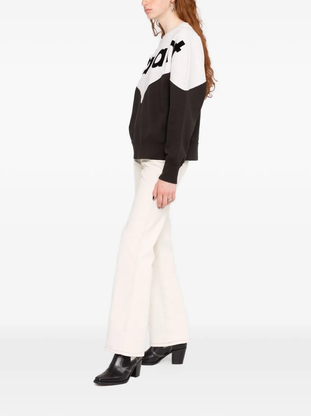  Isabel Marant Logo-detail Colour-block Sweatshirt - Grey 