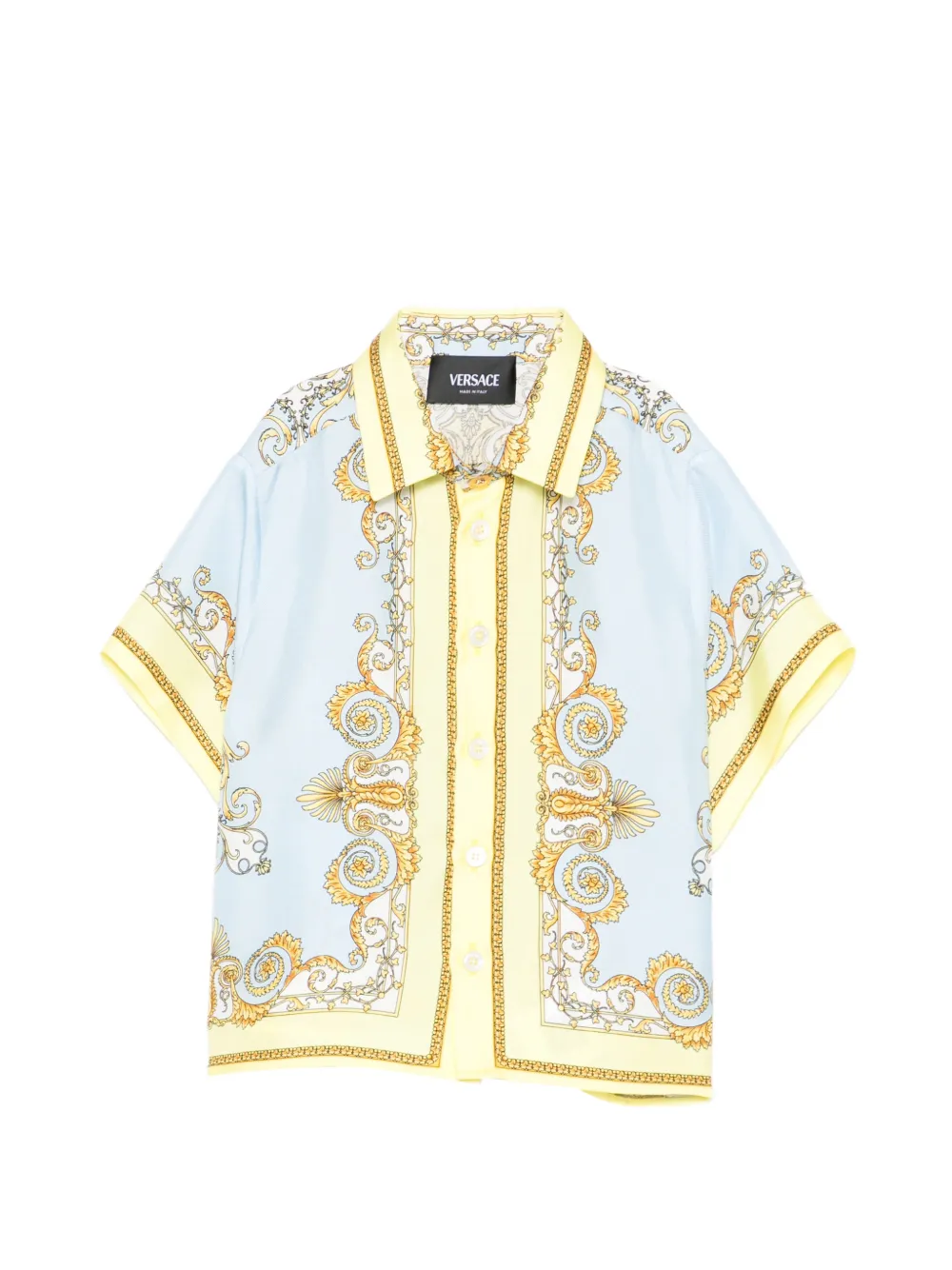Versace Kids baroque-print shirt - Blu