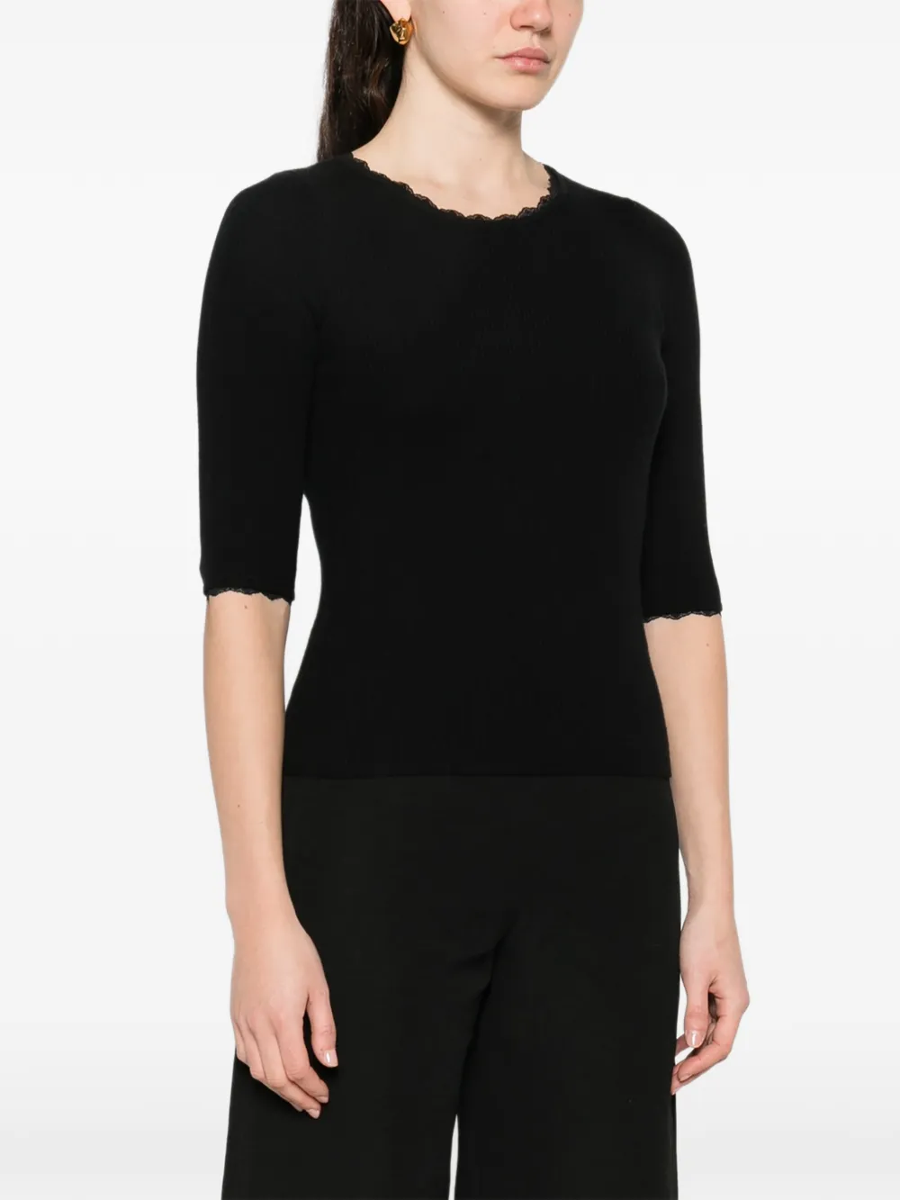  Philo-sofie Camiseta Con Ribete De Encaje - Negro 