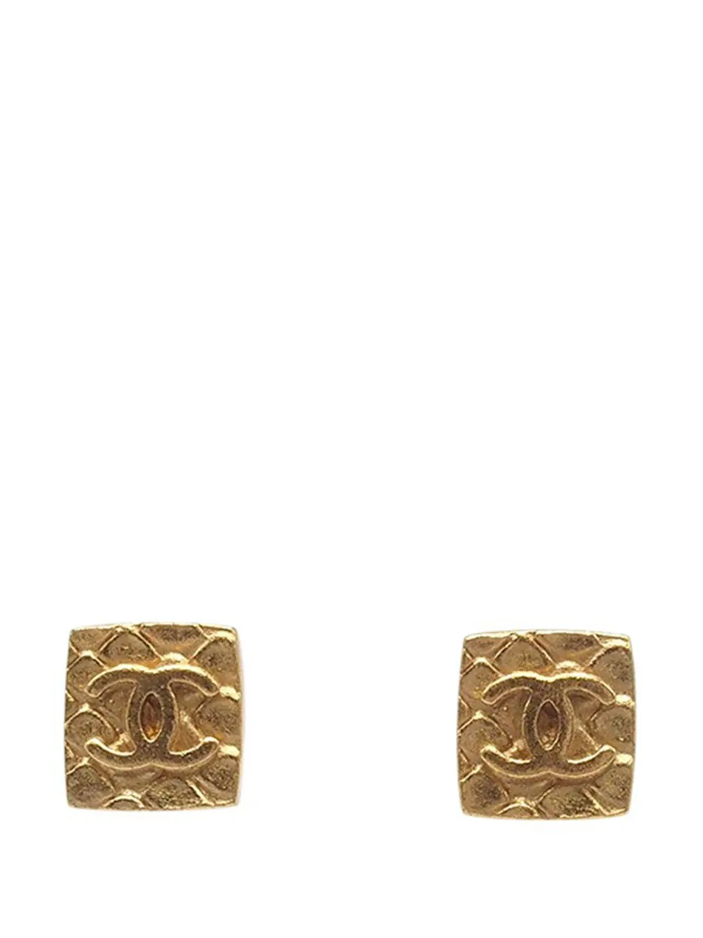CHANEL Pre-Owned 2003 CC Gold Plated Square Push Back Earrings costume earrings - Oro