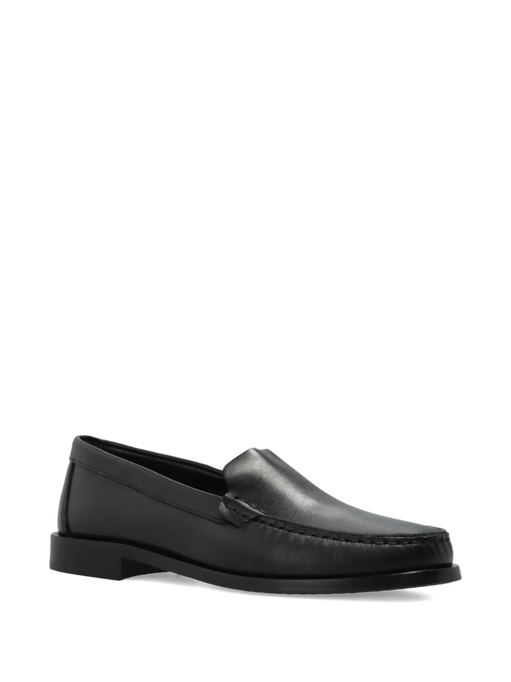 Aeyde block-heel leather loafers Zwart
