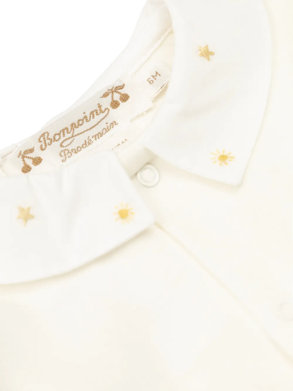 Bonpoint Pyjama met geborduurde kraag Beige