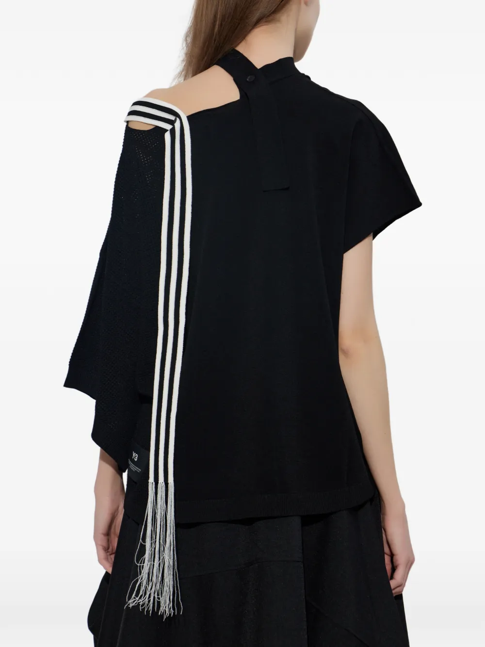 Y-3 T-shirt met drie strepen en uitgesneden details Zwart