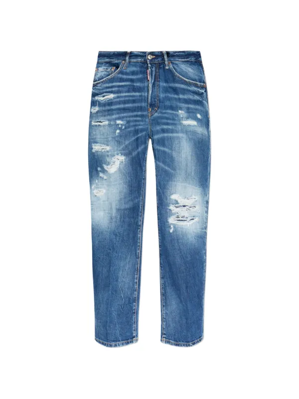 DSQUARED2 Bro ダメージ ジーンズ | ブルー | FARFETCH JP