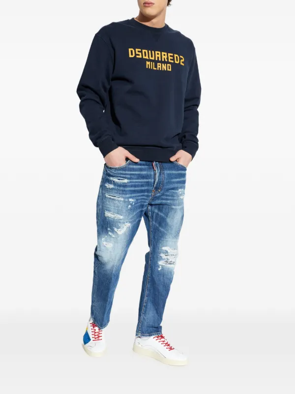 DSQUARED2 Bro ダメージ ジーンズ | ブルー | FARFETCH JP