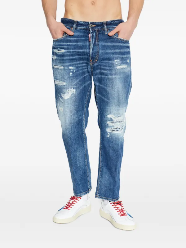 DSQUARED2 Bro ダメージ ジーンズ | ブルー | FARFETCH JP