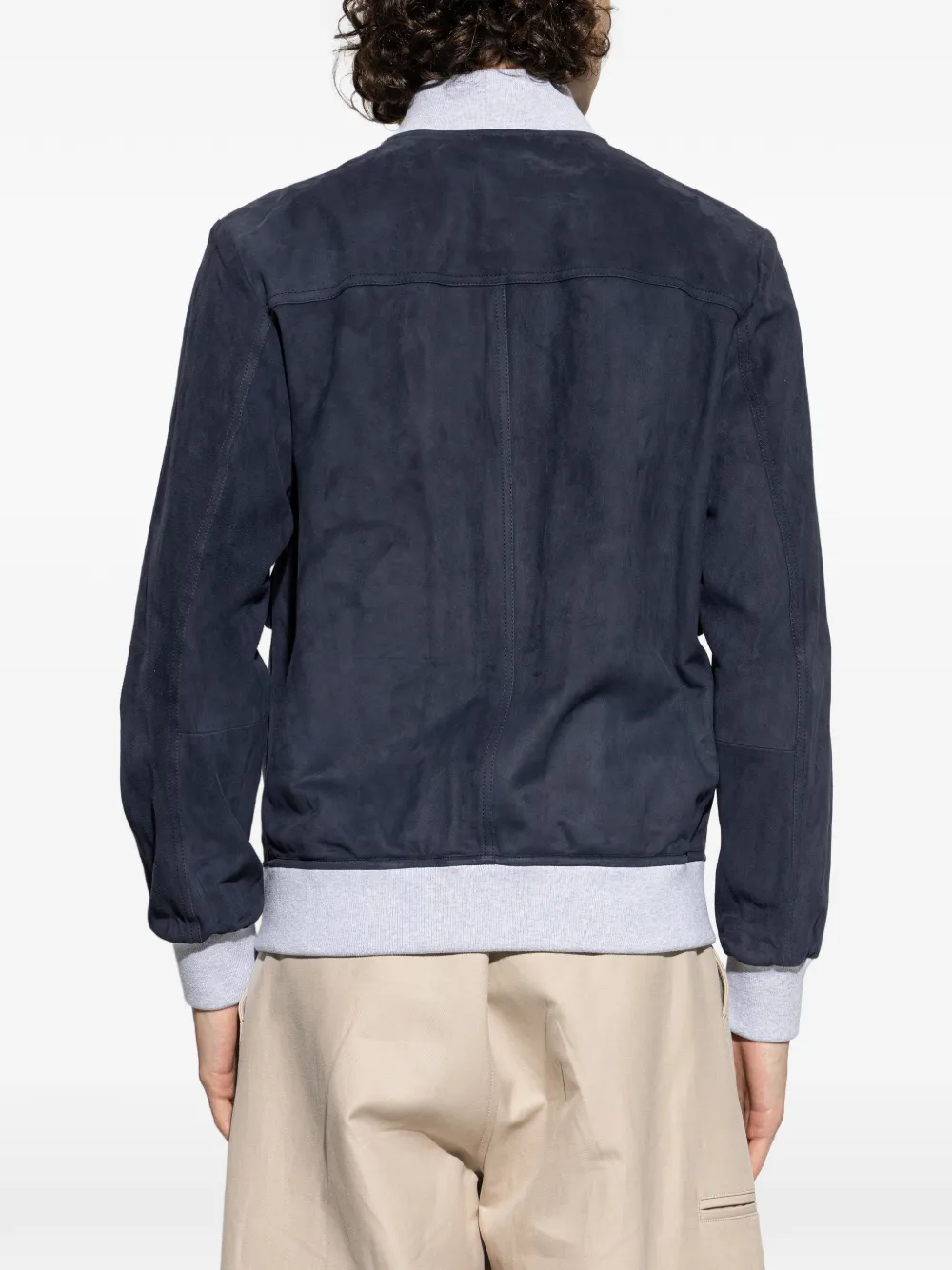 Eleventy Leren jack met zakknoop Blauw