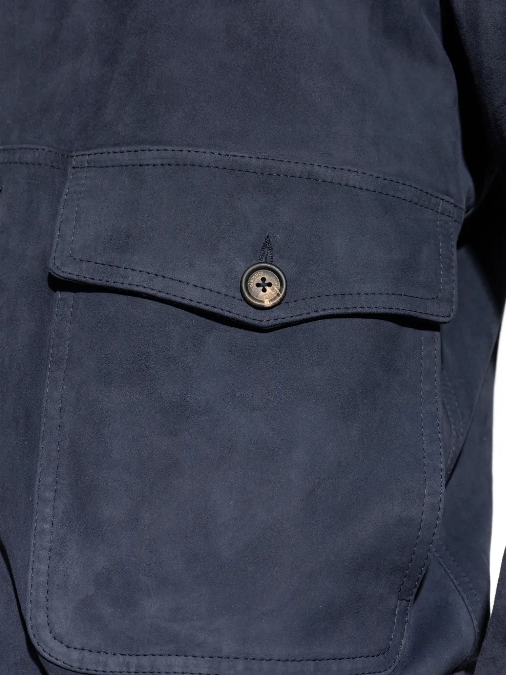Eleventy Leren jack met zakknoop Blauw