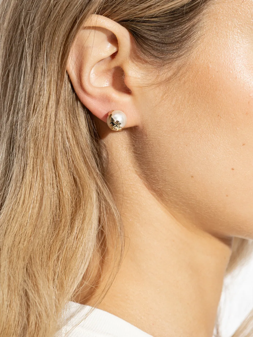 pearl logo earrings