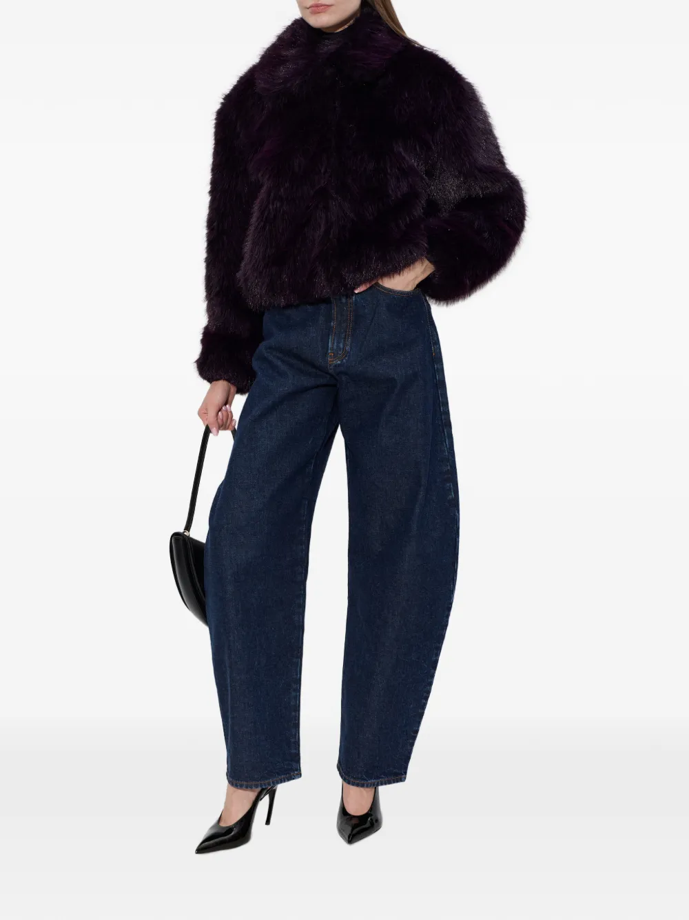  Kate Spade Faux-fur Collar Jacket - Purple 