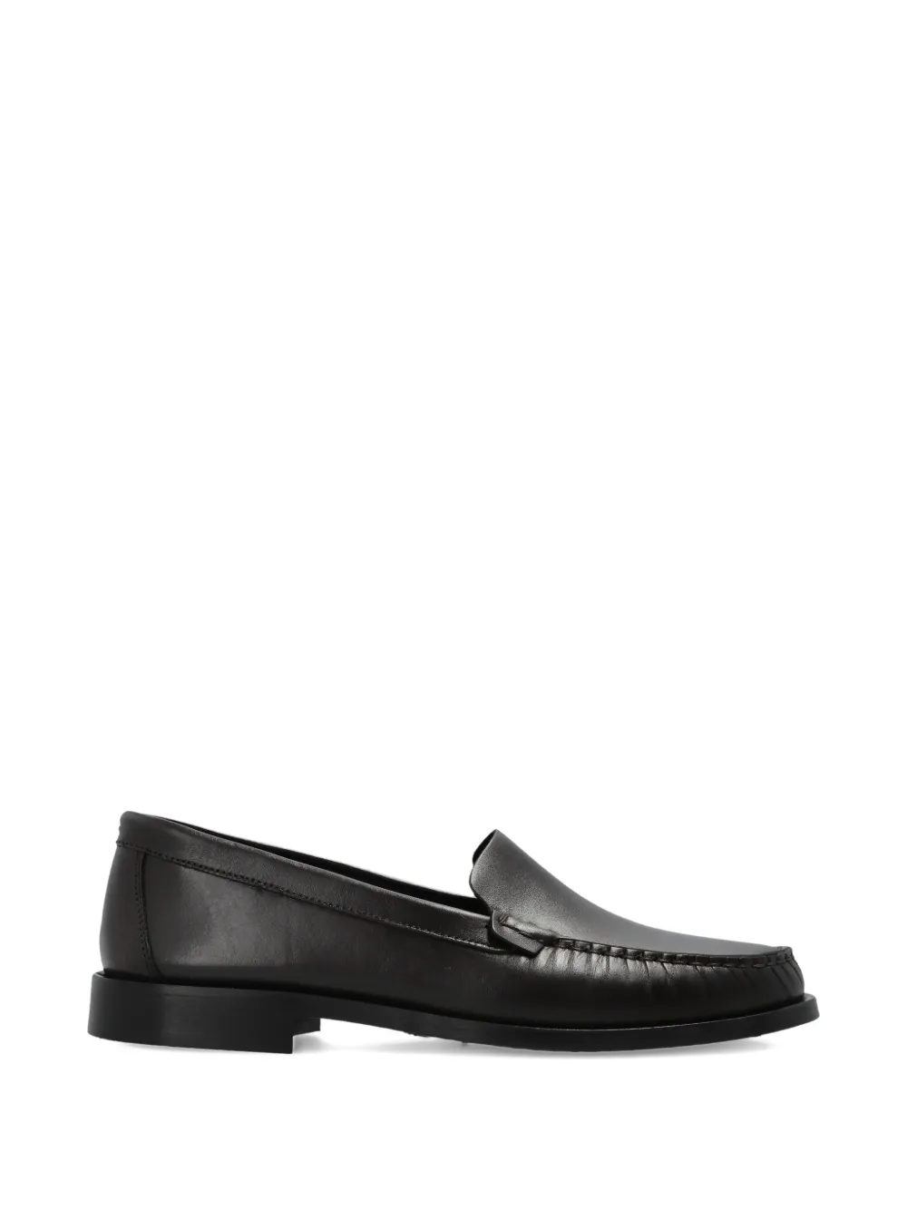Aeyde Arthur topstitched leather loafers Bruin