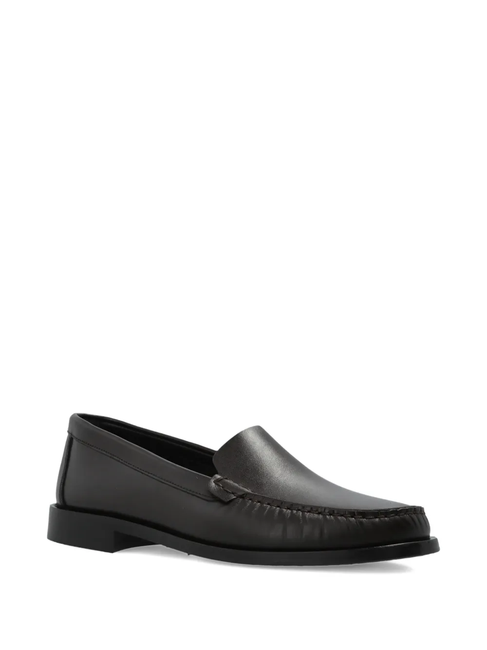 Aeyde Arthur topstitched leather loafers Bruin