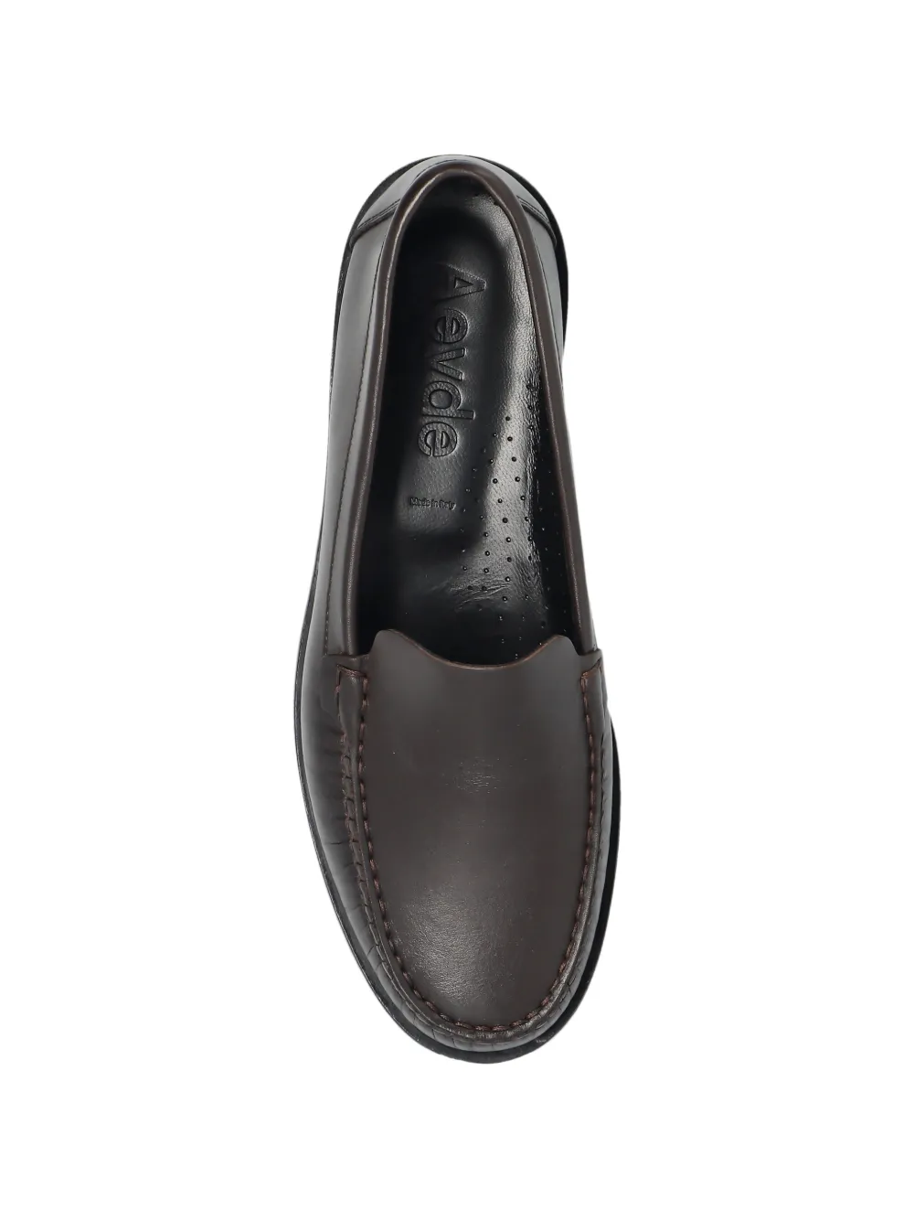 Aeyde Arthur topstitched leather loafers Bruin